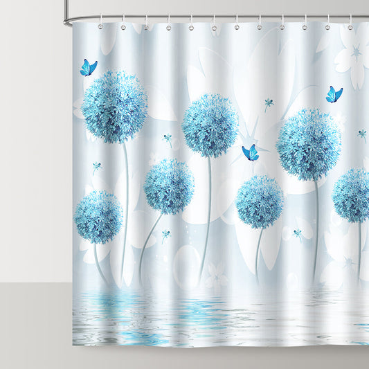 Blue Dandelion Shower Curtain