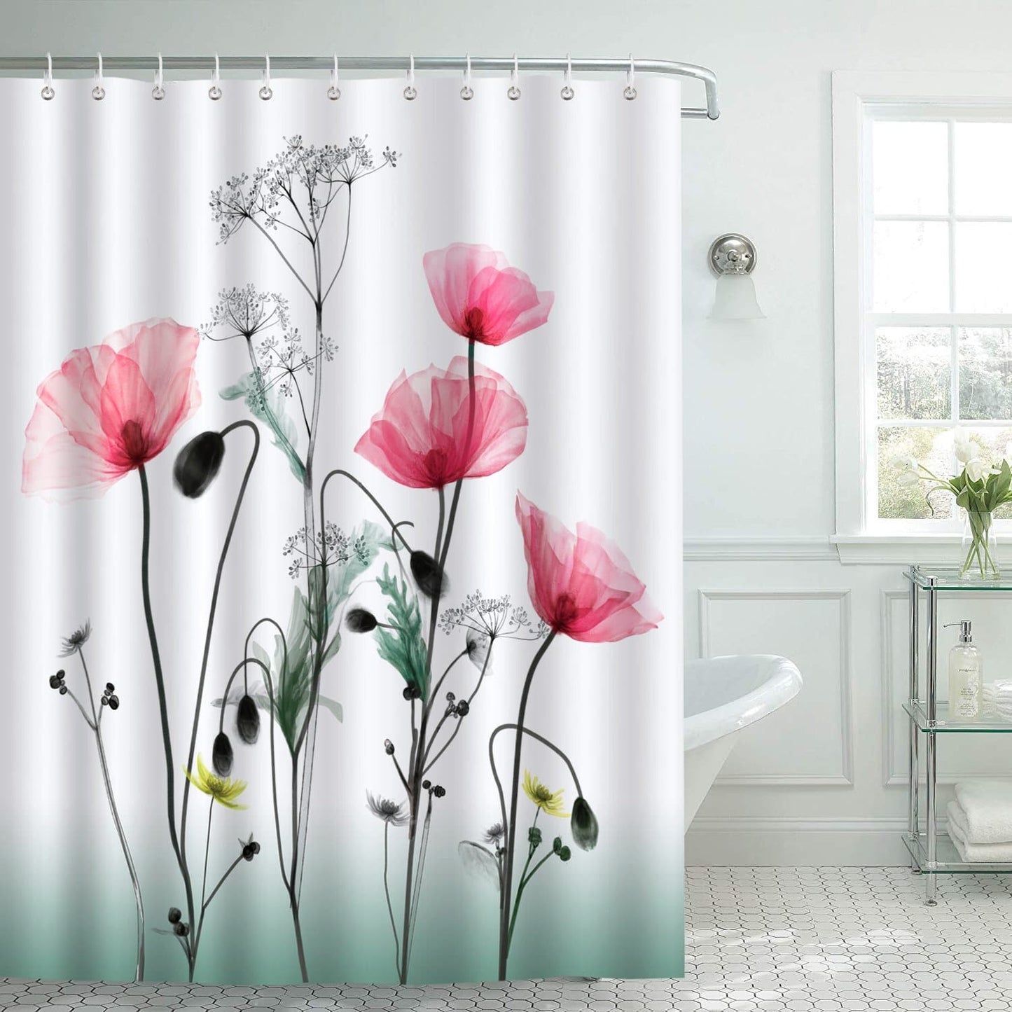 Red Flower Shower Curtain