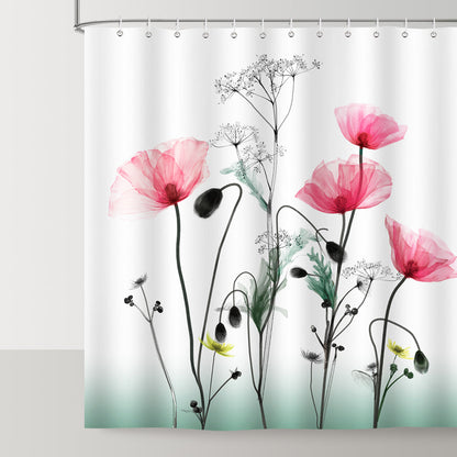 Red Flower Shower Curtain