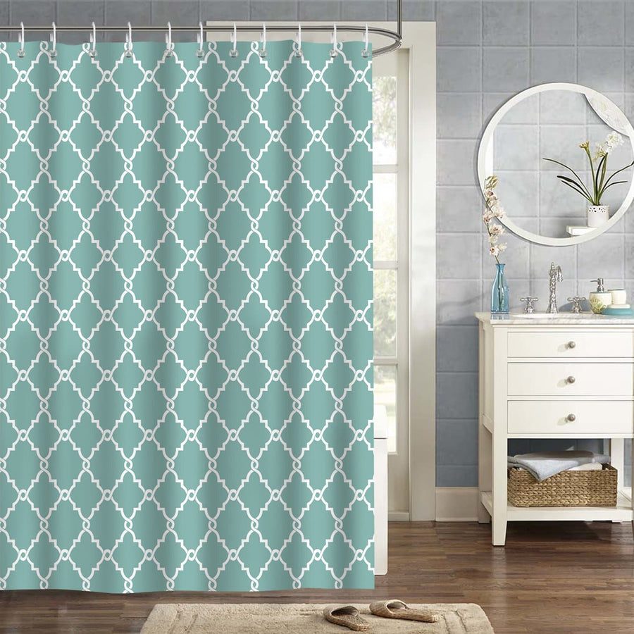Green Geometric Shower Curtain - view 3