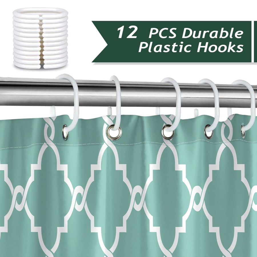 Green Geometric Shower Curtain - view 4