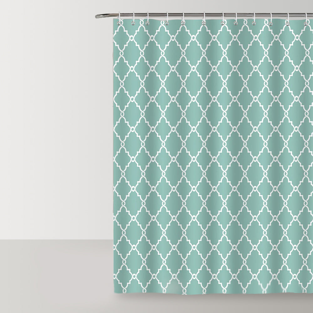 Green Geometric Shower Curtain