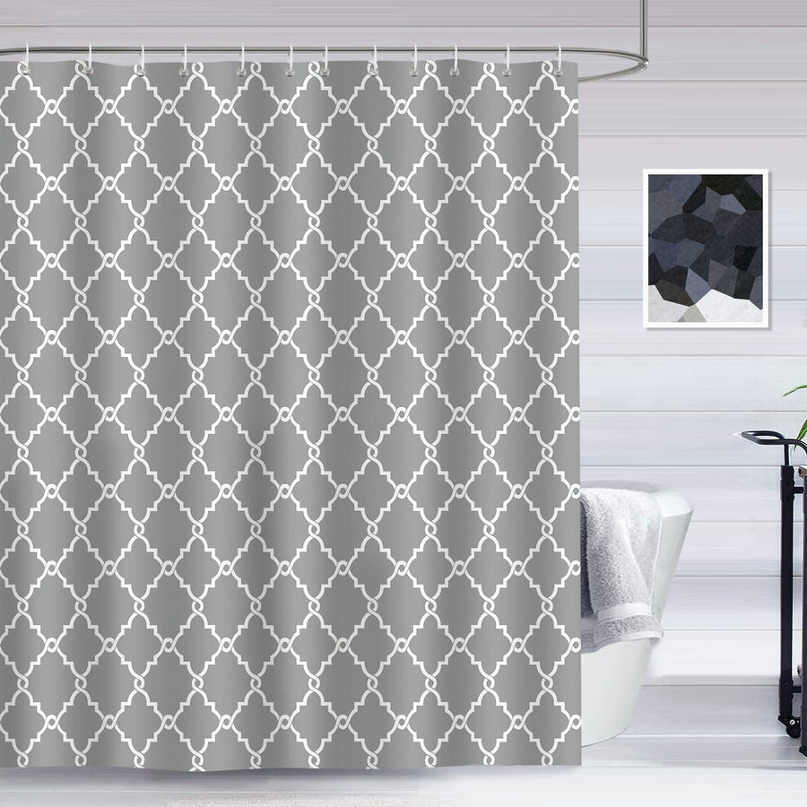 Grey Geometric Shower Curtain - view 2