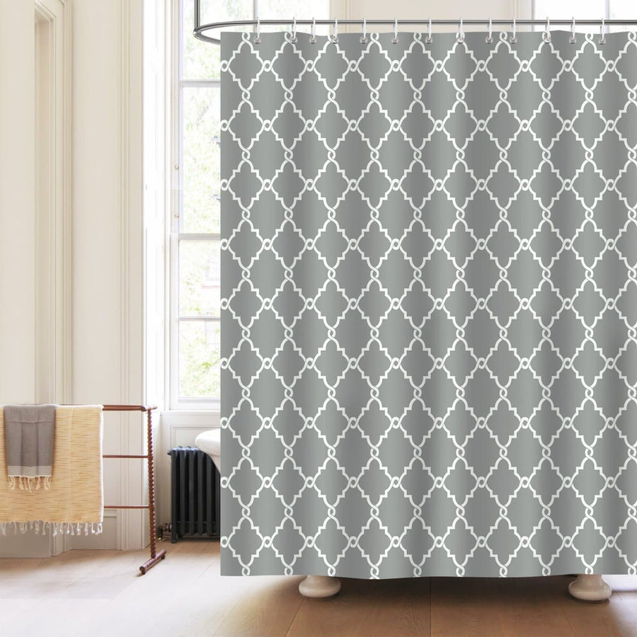 Grey Geometric Shower Curtain - view 3