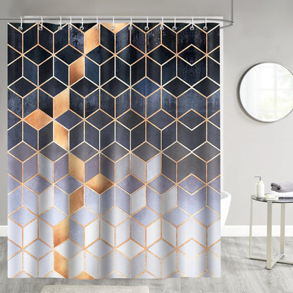 Grey Marble Geometric Shower Curtain