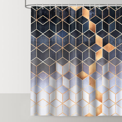 Grey Marble Geometric Shower Curtain