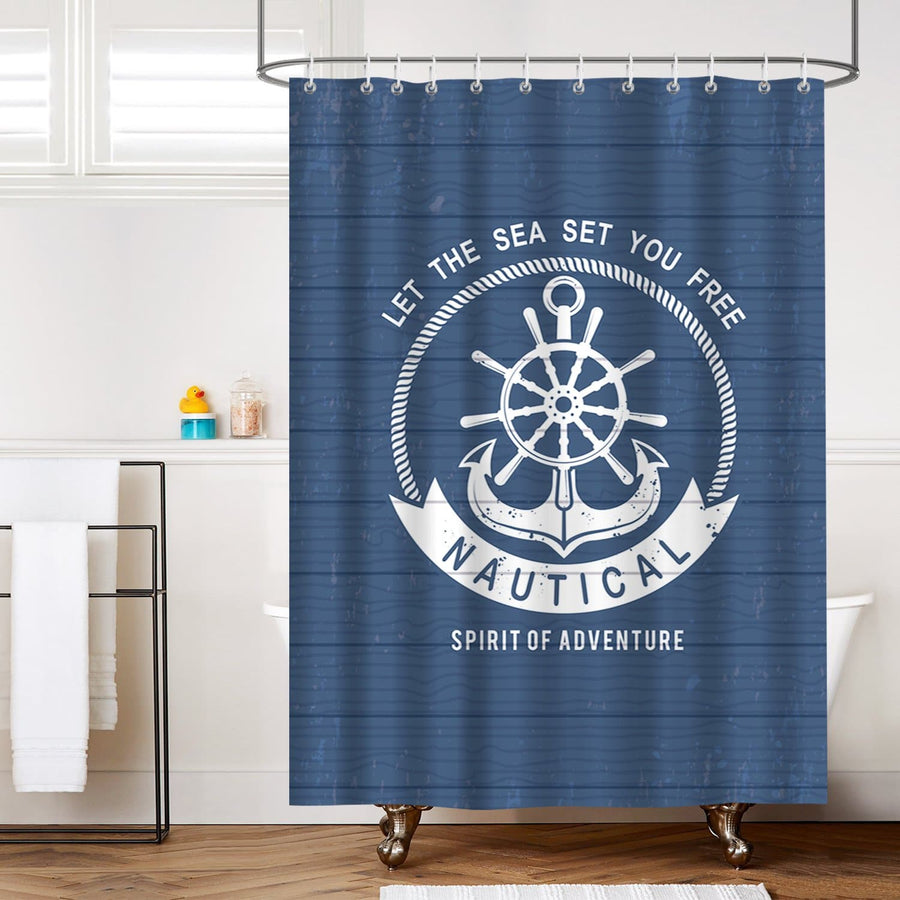 Blue Nautical Anchor Shower Curtain - view 3