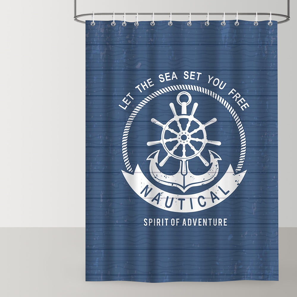 Blue Nautical Anchor Shower Curtain