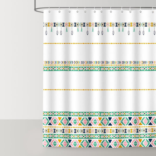 Boho Colorful Geometric Shower Curtain