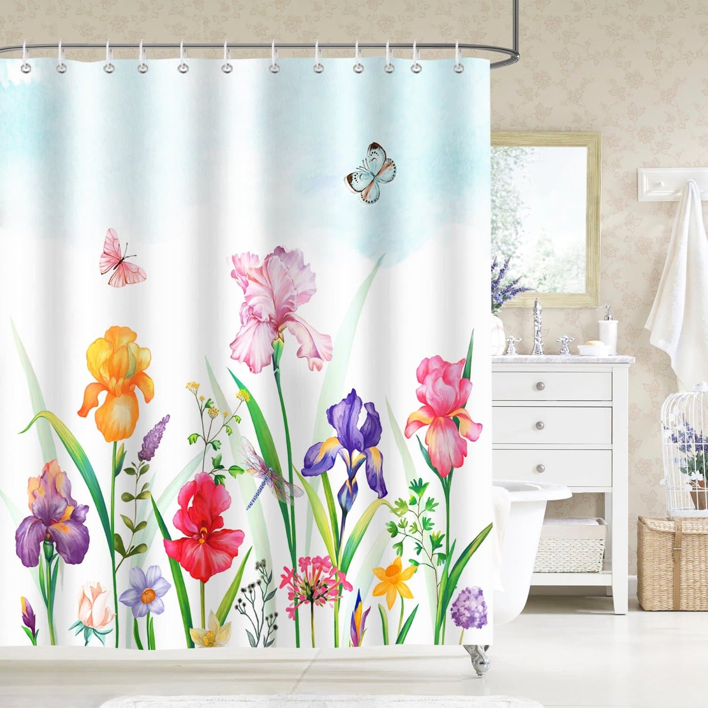 Narcissus Iris Flower Shower Curtain