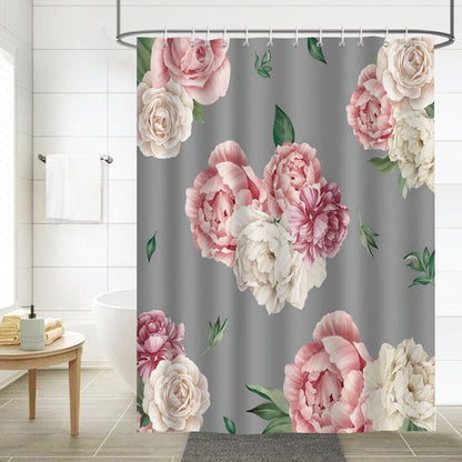 Pink Peony Flowers Shower Curtain
