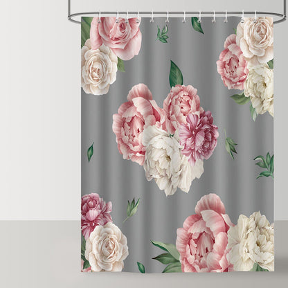 Pink Peony Flowers Shower Curtain