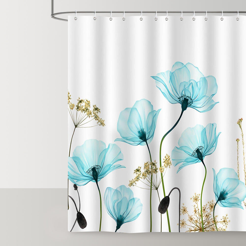 Blue Flowers Shower Curtain