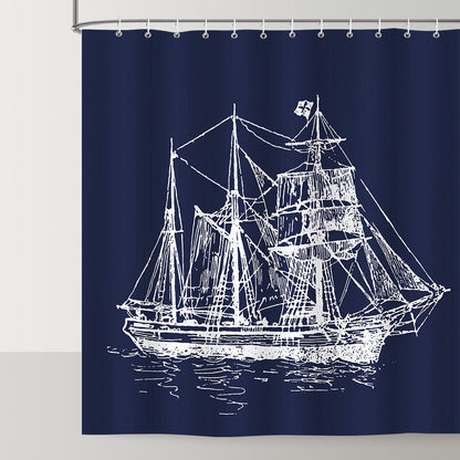 Navy Blue Nautical Shower Curtain