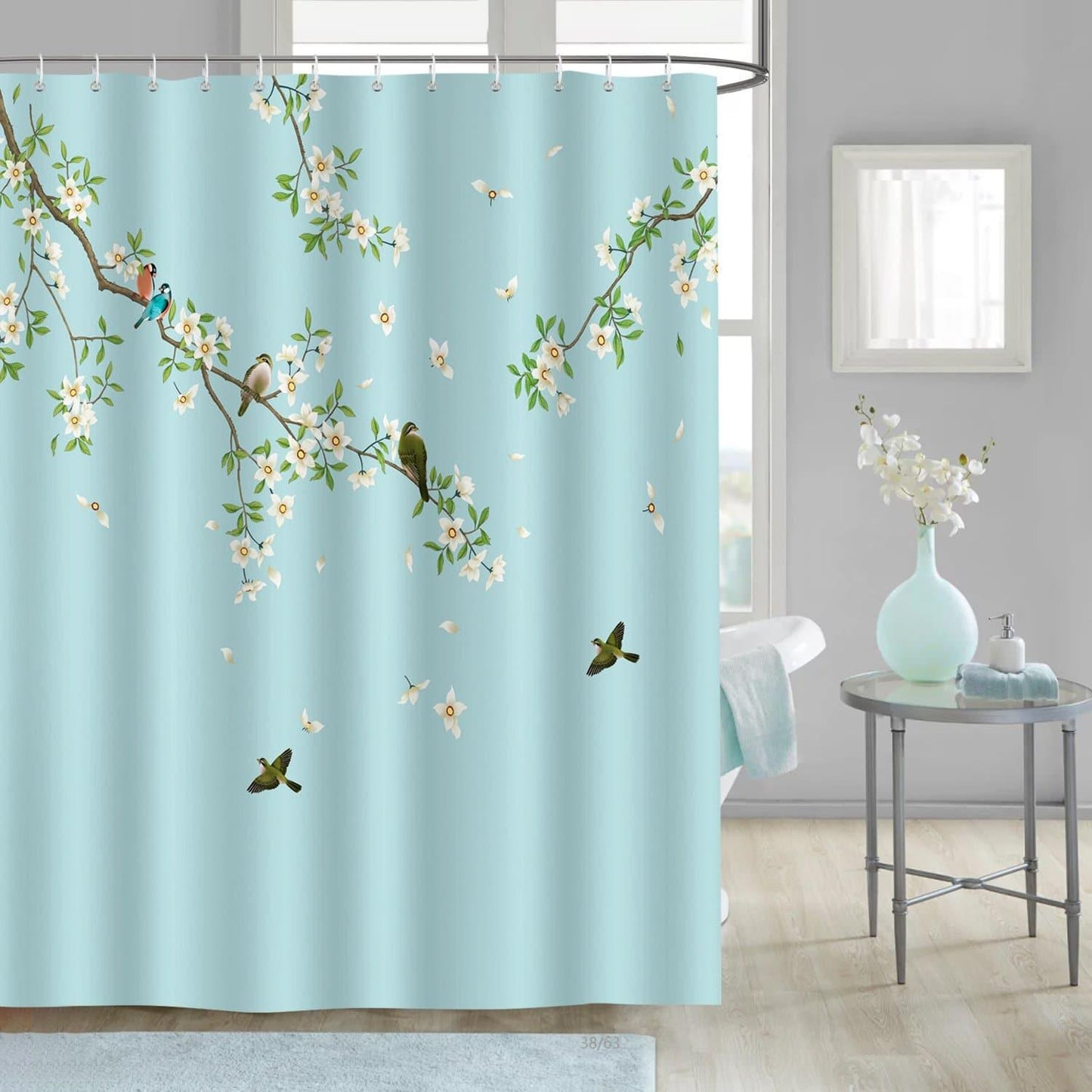 Birds and Flowers Shower Curtain