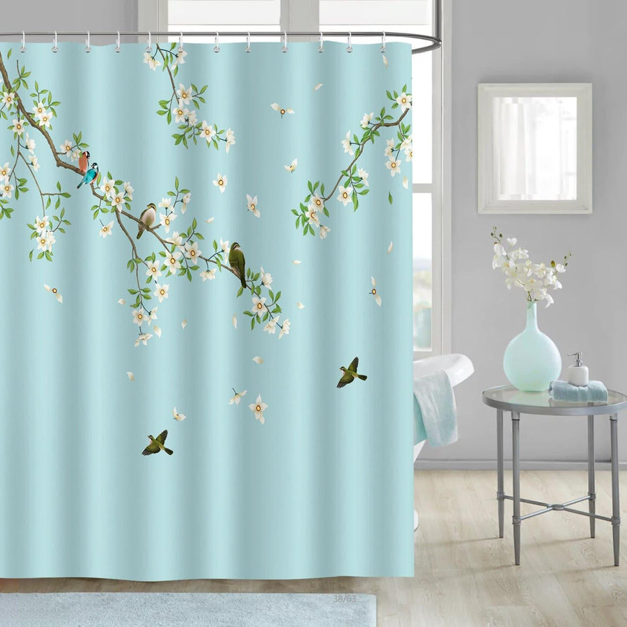 Birds and Flowers Shower Curtain - view 2