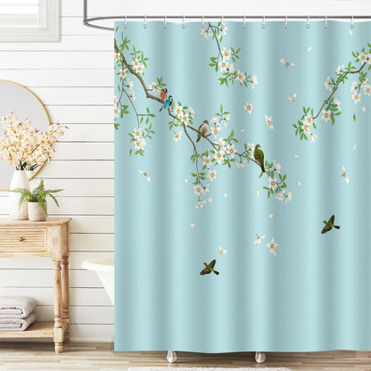 Birds and Flowers Shower Curtain