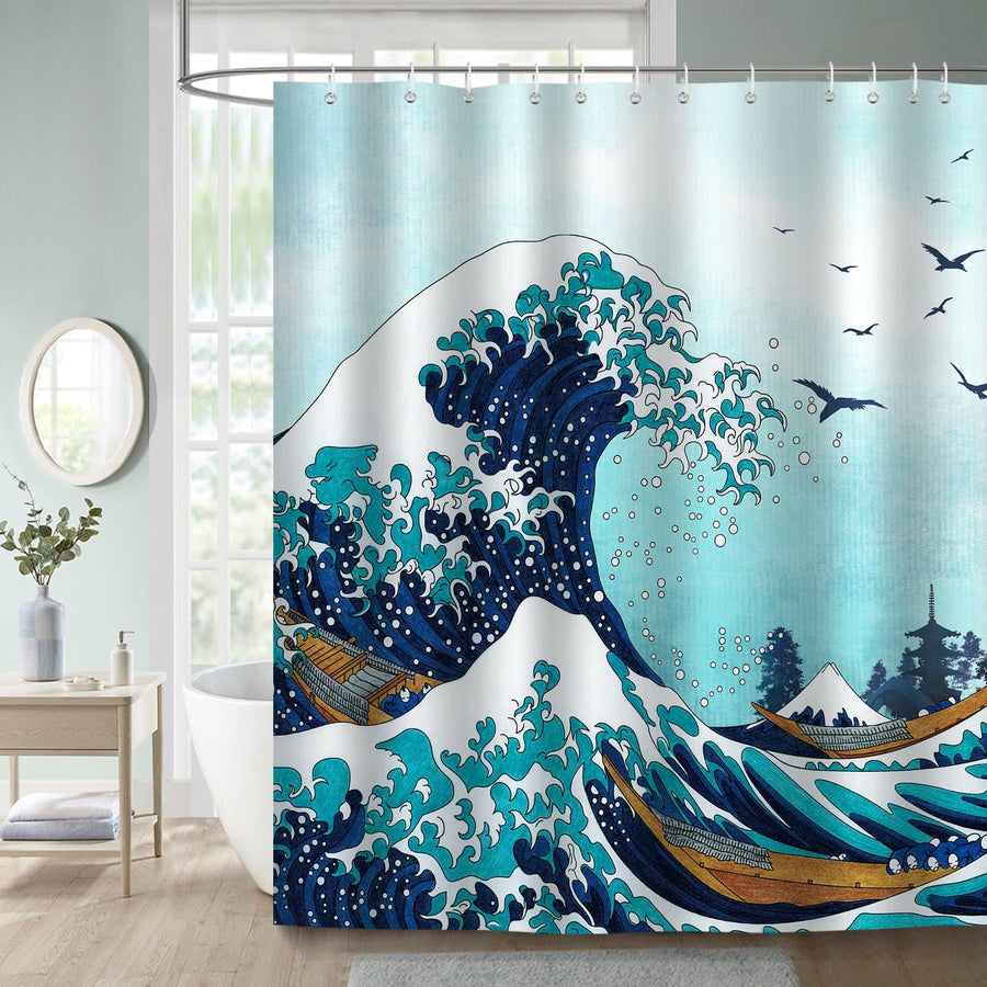Japanese Kanagawa Shower Curtain - view 3