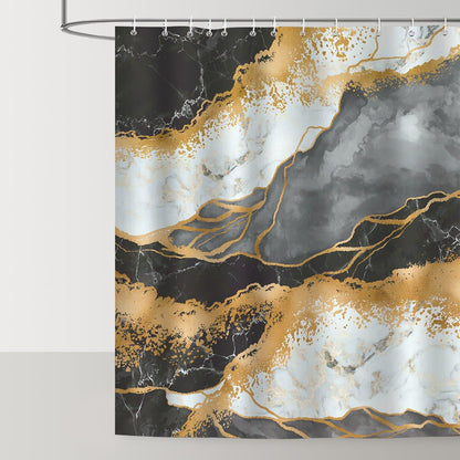 Black Gold Marble Shower Curtain