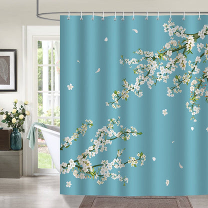 White Floral Flowers Shower Curtain