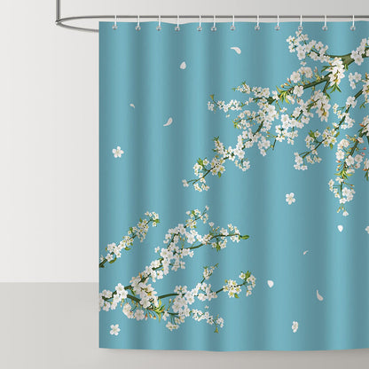 White Floral Flowers Shower Curtain