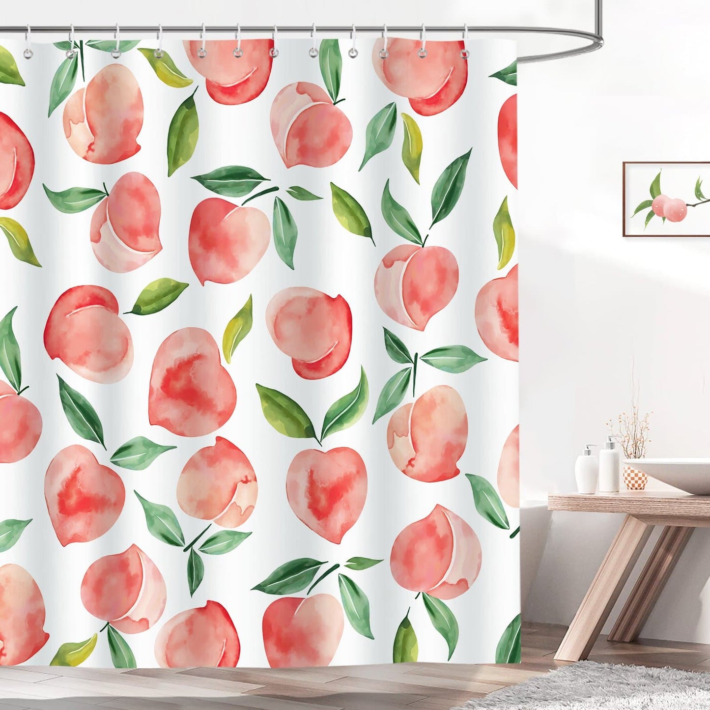 Pink Peach Fruit Shower Curtain