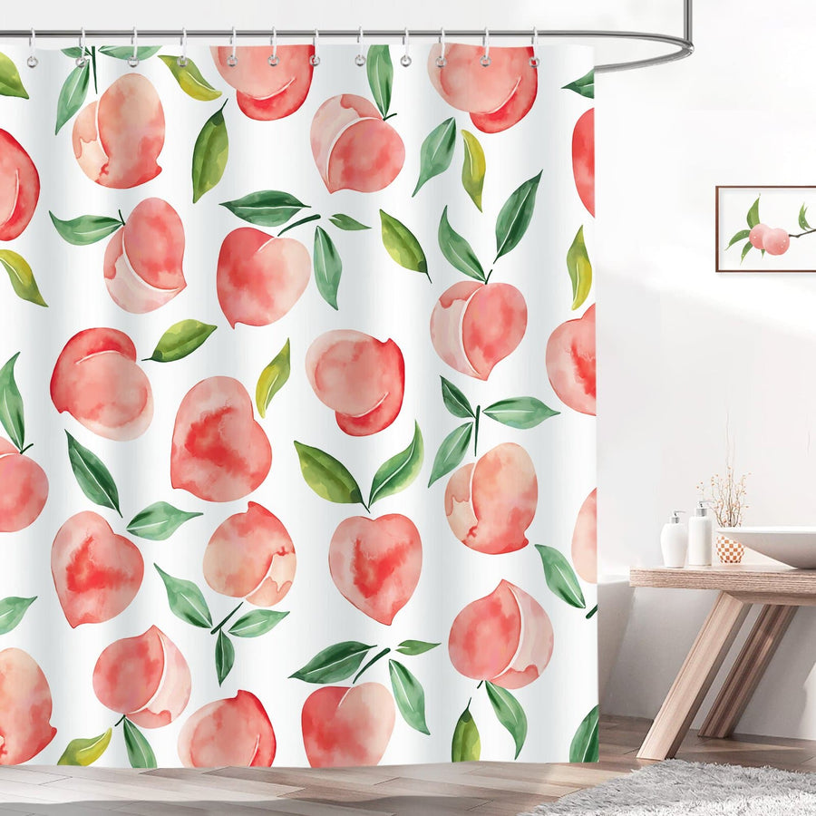 Pink Peach Fruit Shower Curtain - view 3
