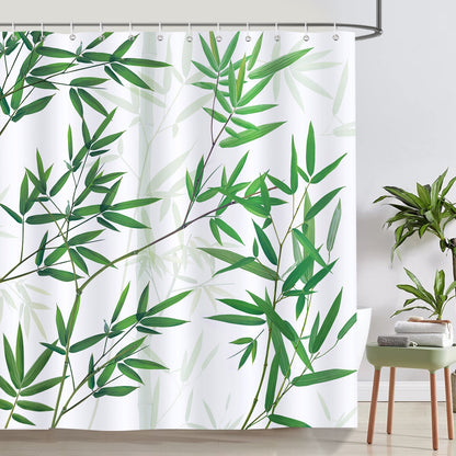 Green Bamboo Leaves Shower Curtain