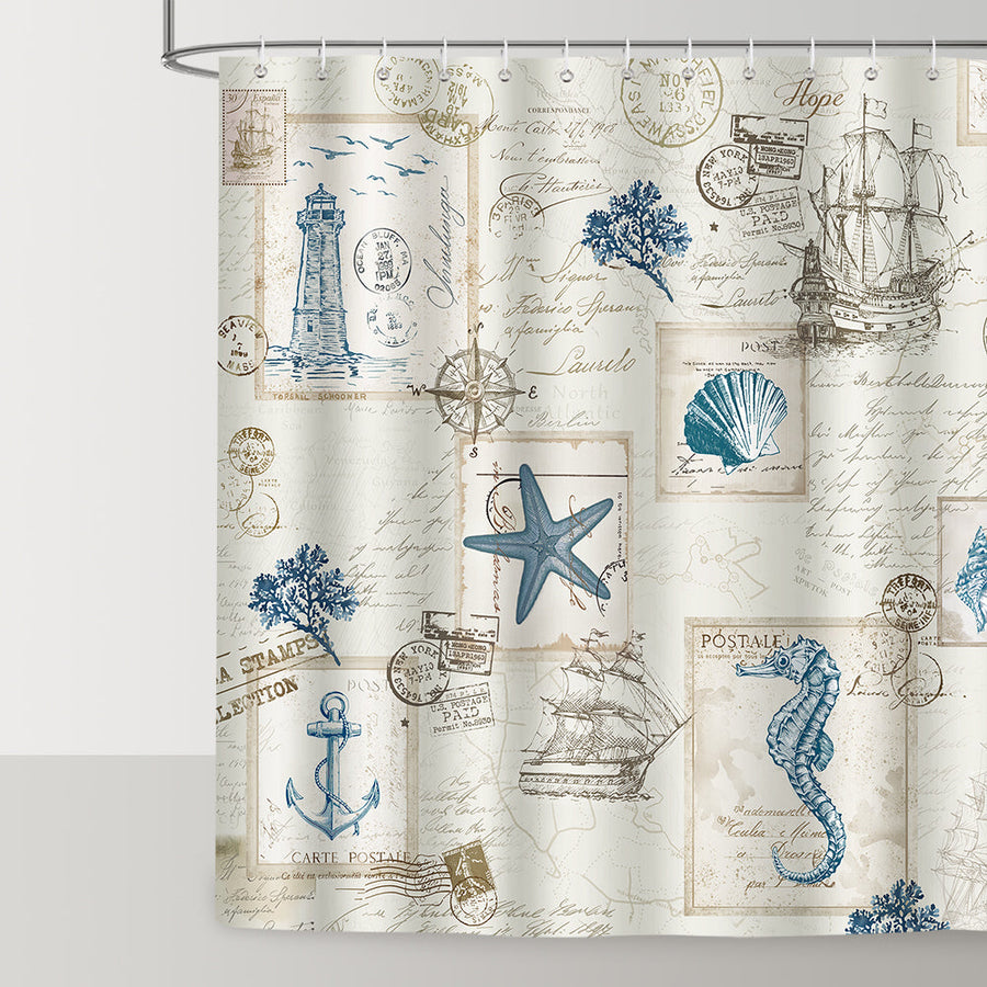 Vintage Nautical Sailboat Shower Curtain