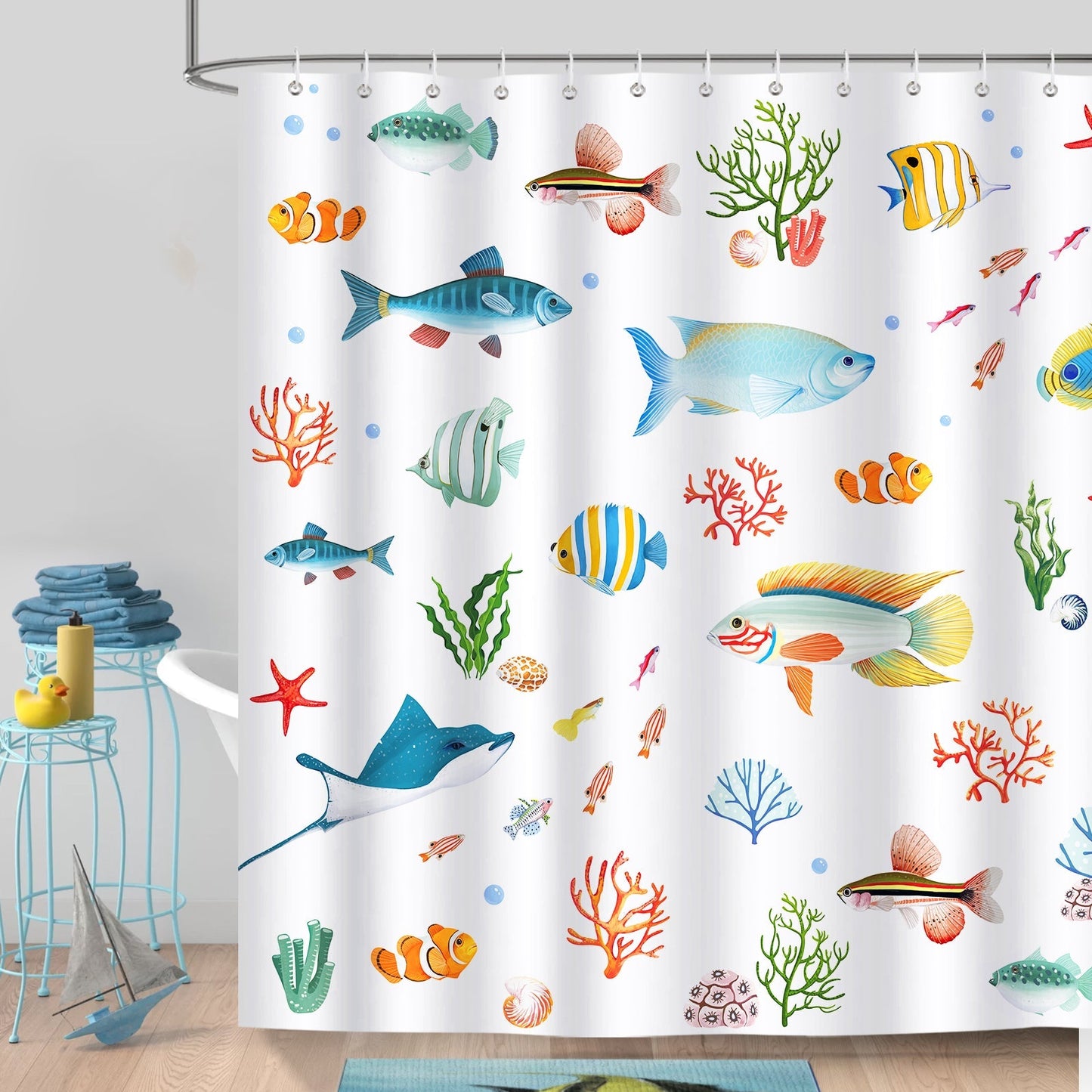 Colorful Tropical Fish Shower Curtain