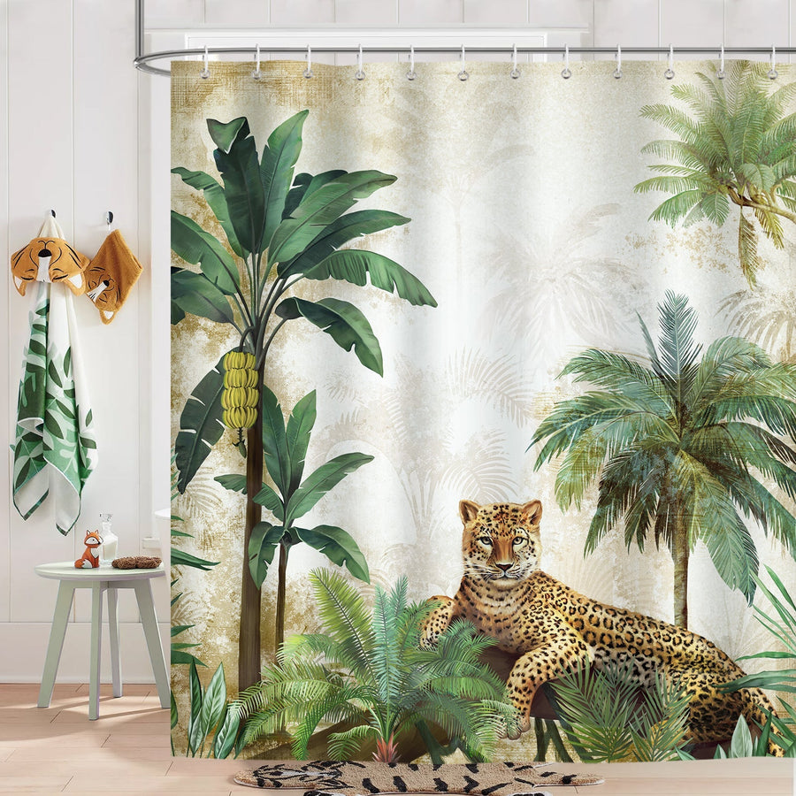 Tropical Leopard Animal Shower Curtain - view 3