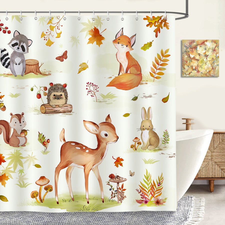 Fall Forest Animals Shower Curtain - view 2