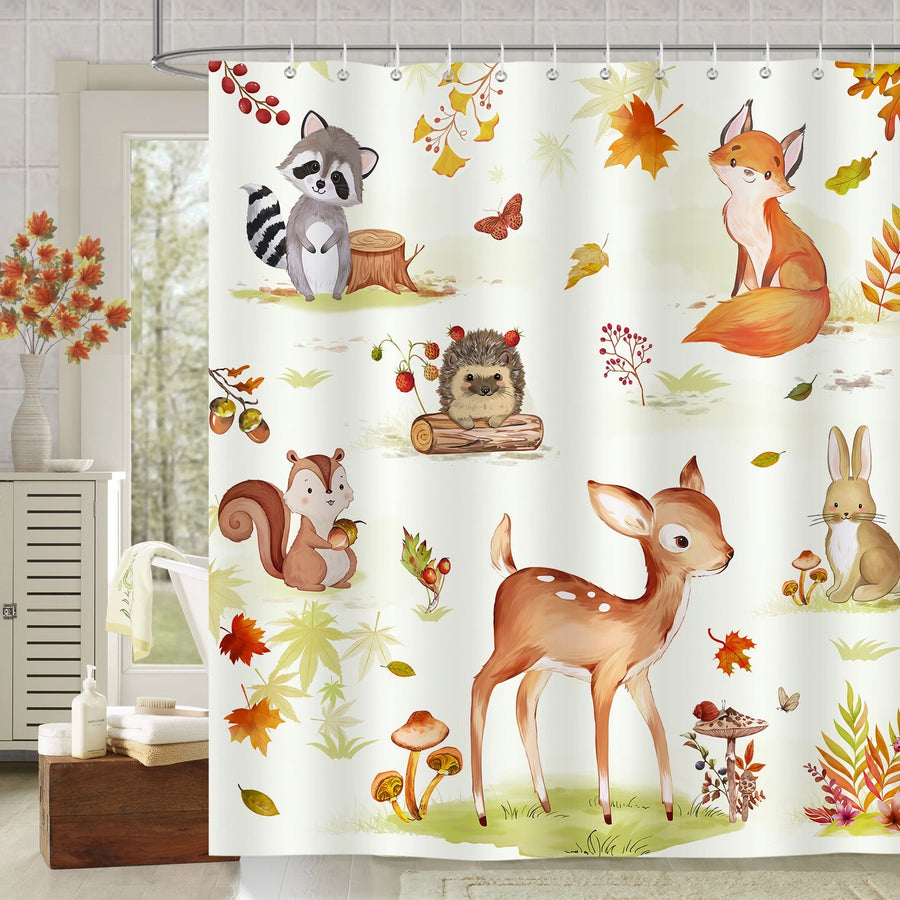 Fall Forest Animals Shower Curtain - view 3