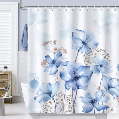 Blue Floral Shower Curtain