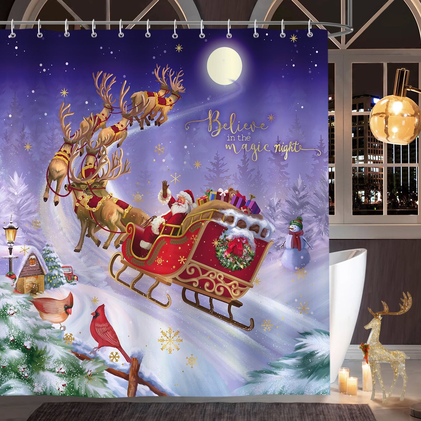 Christmas Reindeer Shower Curtain