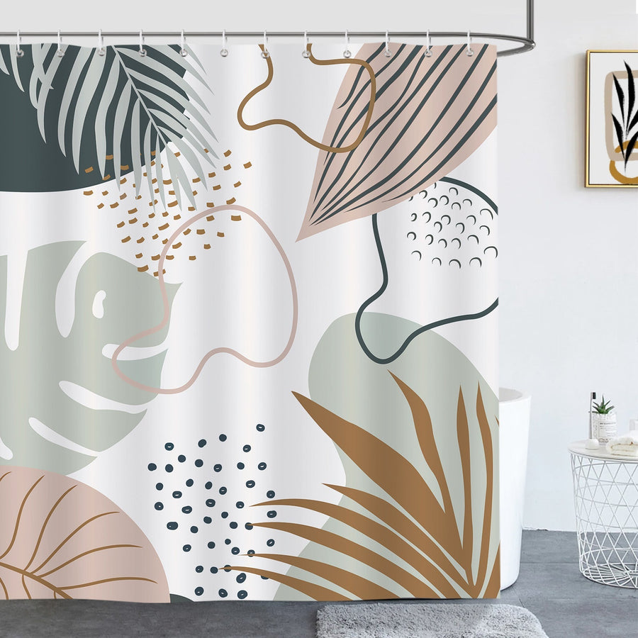 Abstract Boho Leaf Shower Curtain - view 2