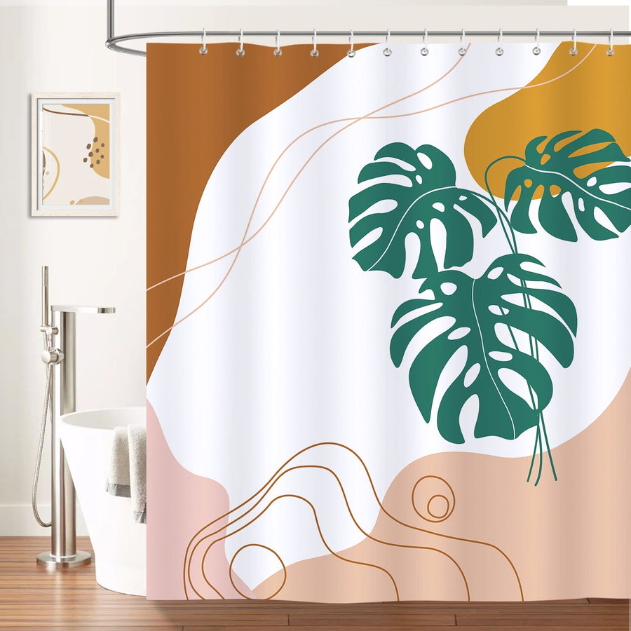 Abstract Boho Leaves Shower Curtain - view 2