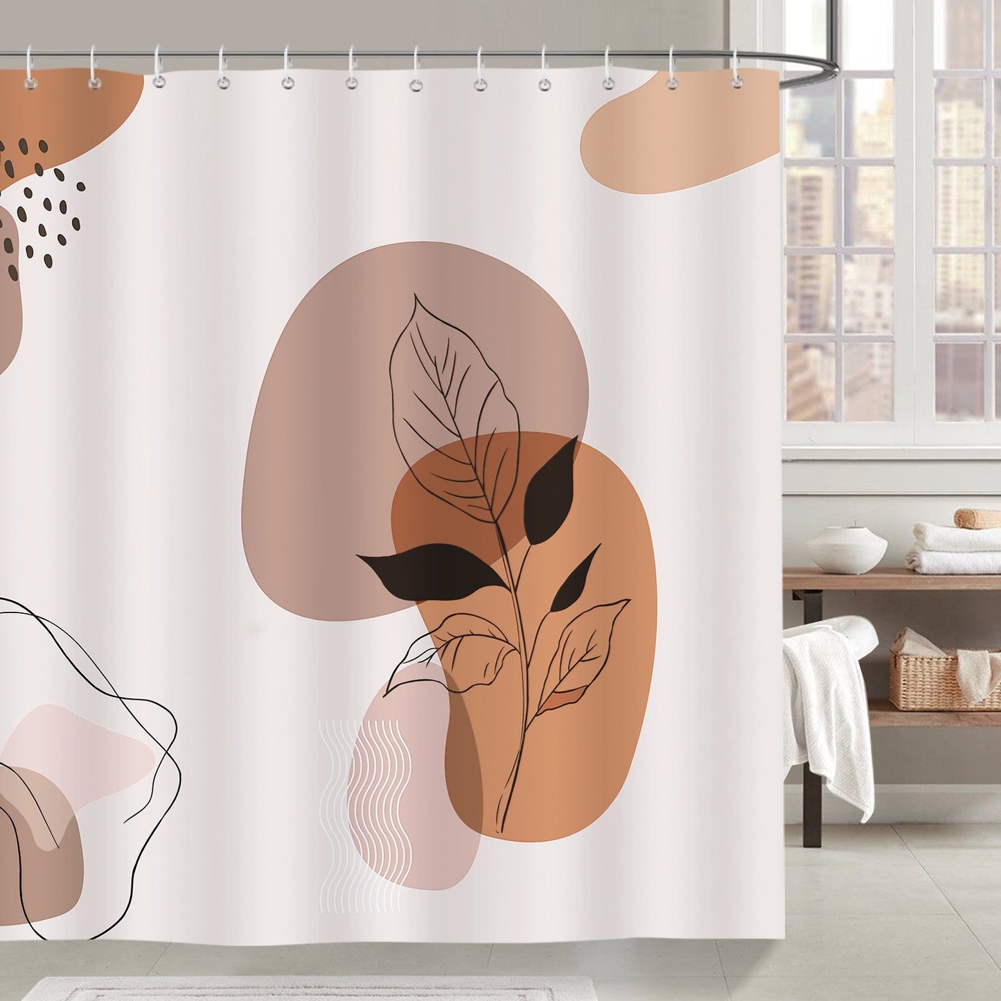 Abstract Boho Leaf Shower Curtain