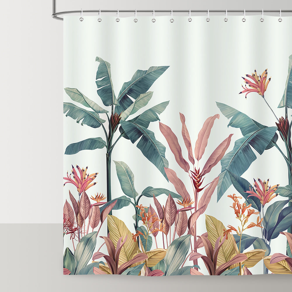 Tropical Leaves Shower Curtain