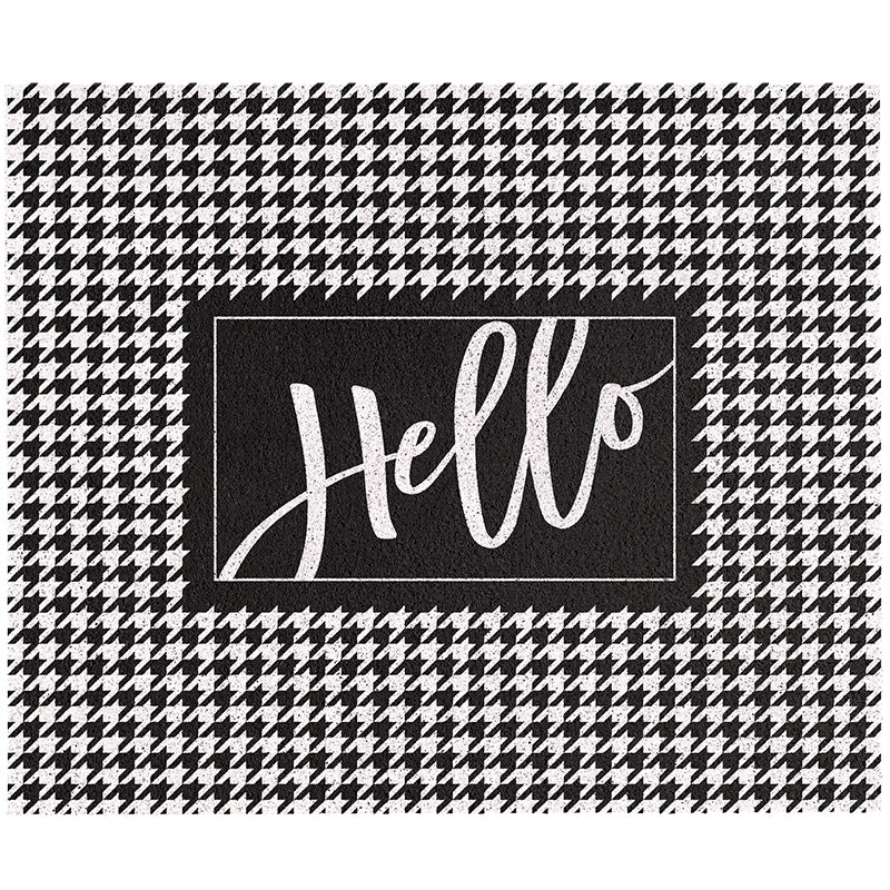 Black and White Hello Entrance Door Mat - Feblilac® Mat