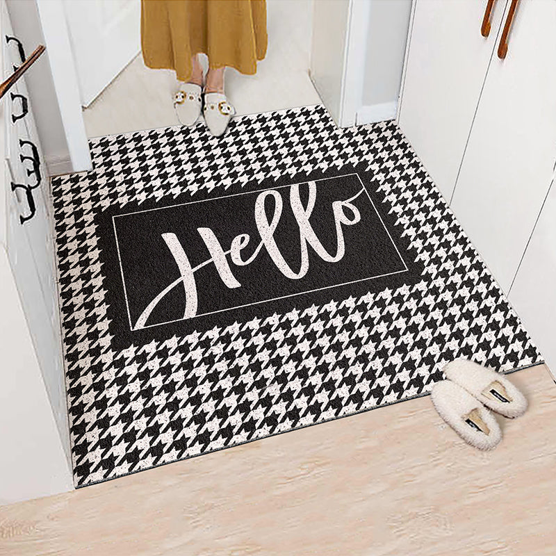 Black and White Hello Entrance Door Mat - Feblilac® Mat