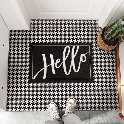 Black and White Hello Entrance Door Mat - Feblilac® Mat