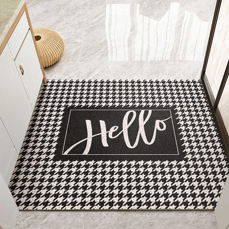 Black and White Hello Entrance Door Mat - Feblilac® Mat