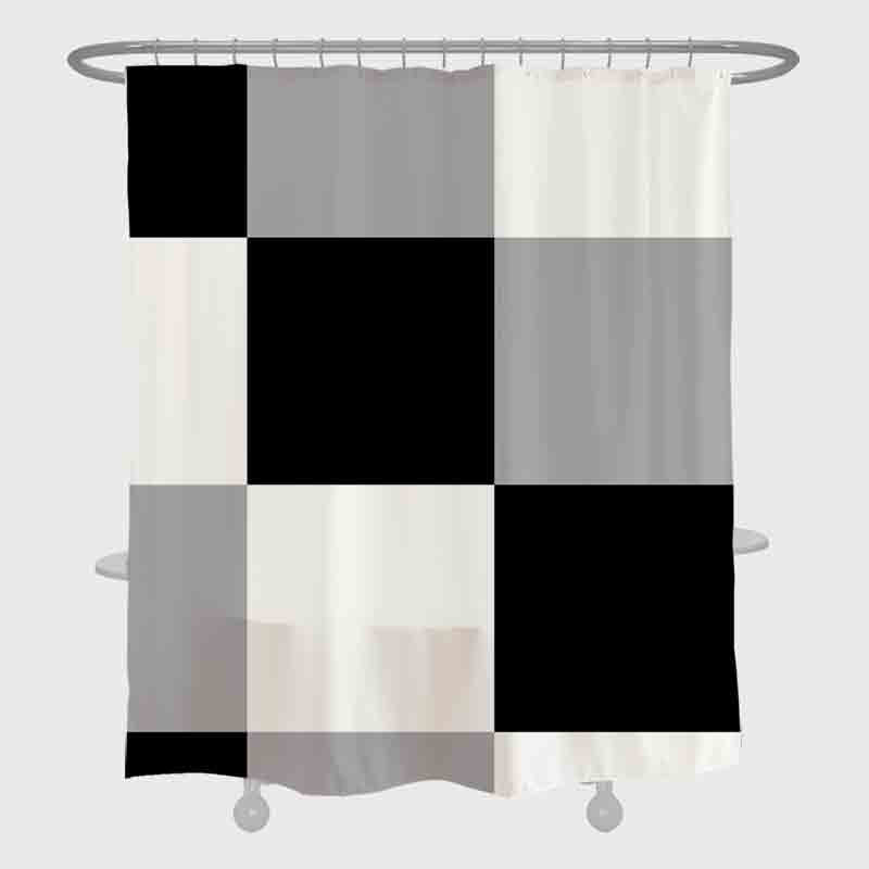 Feblilac Black and White Checkerboard Pattern Shower Curtain with Hooks, Geometrical Bathroom Curtains with Ring, Unique Bathroom décor, Boho Shower Curtain, Customized Bathroom Curtains, Extra Long Shower Curtain - Feblilac® Mat