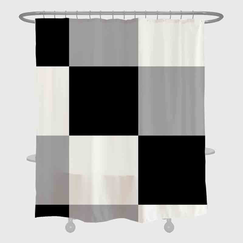 Feblilac Black and White Checkerboard Small Pattern Shower Curtain with Hooks, Geometrical Bathroom Curtains with Ring, Unique Bathroom décor, Boho Shower Curtain, Customized Bathroom Curtains, Extra Long Shower Curtain - Feblilac® Mat