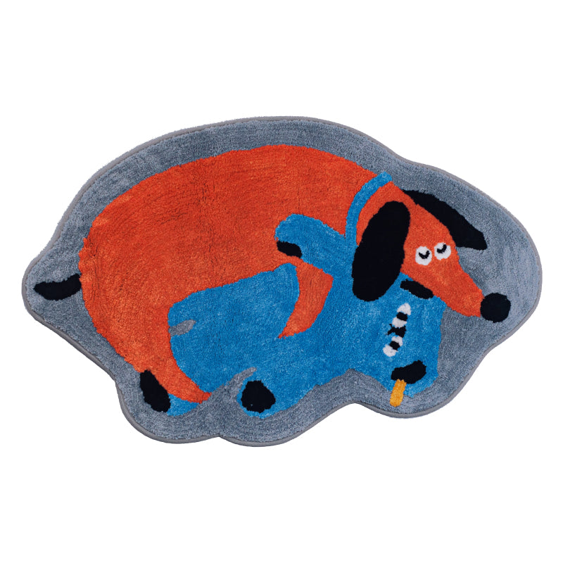 Blue Bear and Orange Dog Bedroom Mat