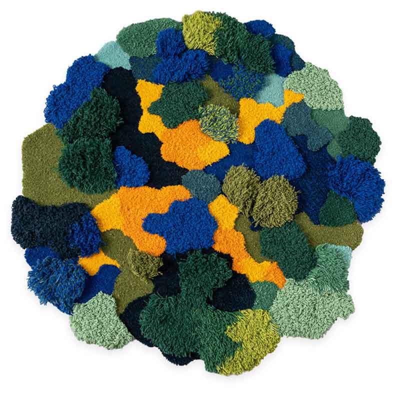 Feblilac 3D Blue-Green-Yellow Moss Leaves Wool Area Rug Carpet - Feblilac® Mat