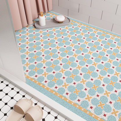 Blue Morocco Pattern PVC Bathroom Mat