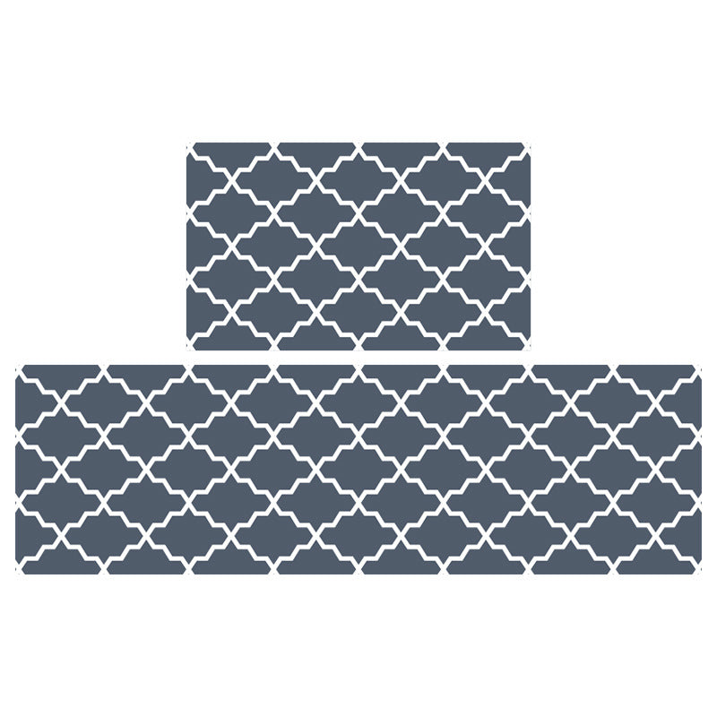 Feblilac Grey/Red/Blue/Brown Water Wave Geometric Pattern PVC Leather Kitchen Mat Mom‘s Day Gift - Feblilac® Mat