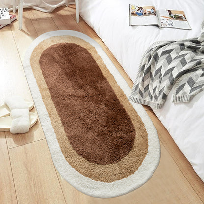 Brown Oval Runner Bedroom Mat